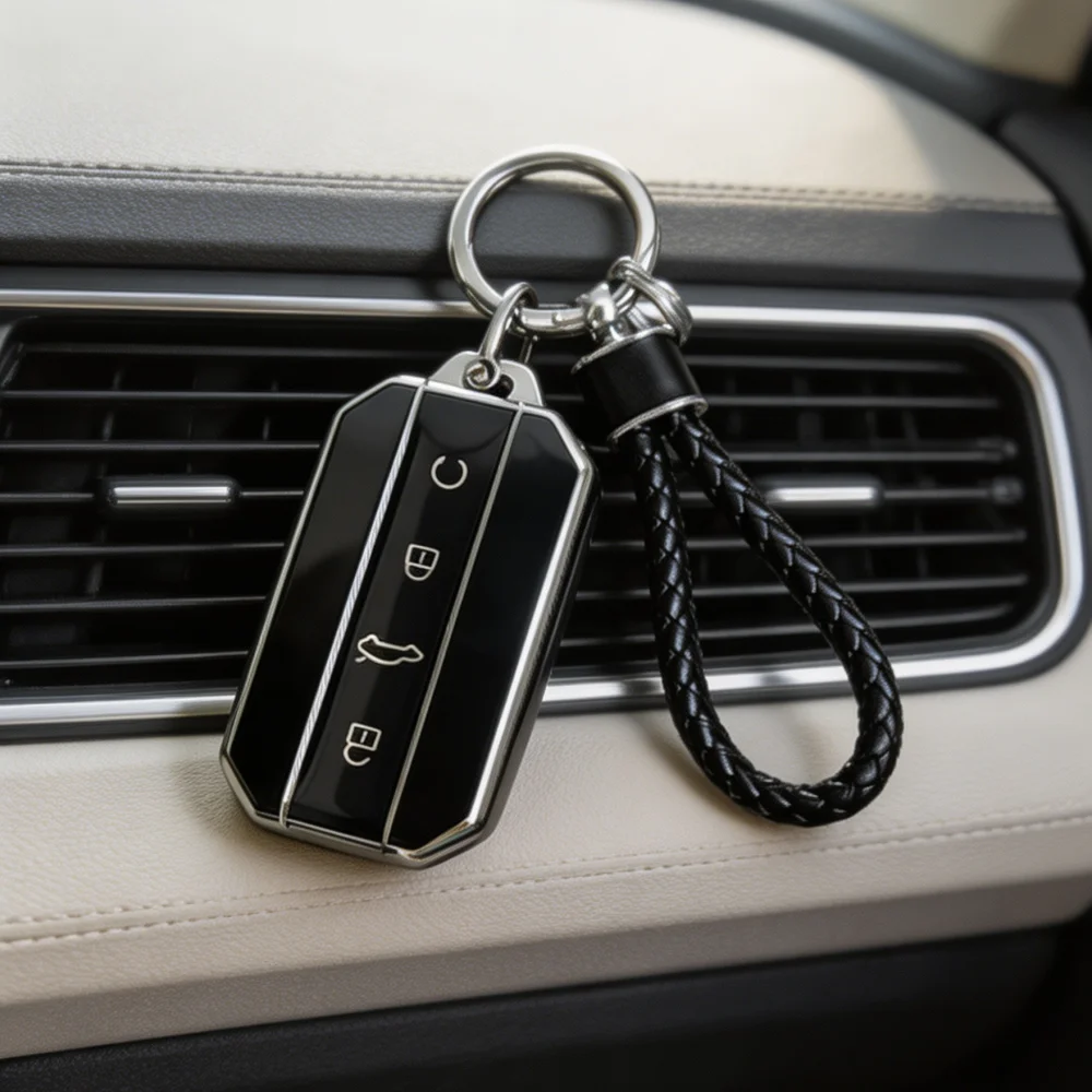 Set of 2, Key Fob Cover and keychain set for Chery Jaecoo J7 J5 7 5, only fit for the car key shown in the image.