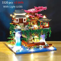 Garden Diamond Building Blocks Architecture Peach House Waterfall Light DIY Bricks Toy for Kid over 12 Years Adult Gift 3320PC