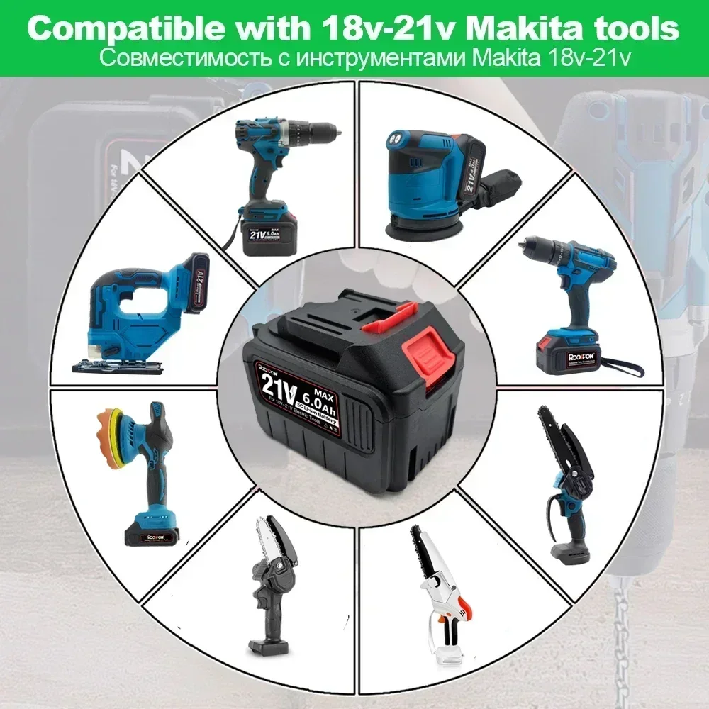 Imagem -06 - para Bateria de Lítio Makita 18v Interface 6.0ah. Bateria Recarregável de Íon de Lítio.4000mah Bateria de Lítio.2000mah