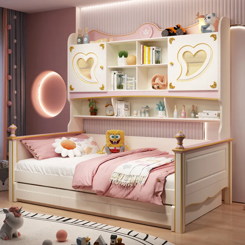 

Children's furniture combination wardrobe bed one small household tatami do not disturb the provincial space girl princess bed