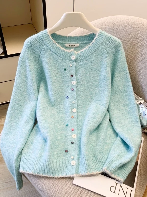 

Мягкий вязаный свитер Lazy Sle Long Sve для женщин, свободное, удобное, для похудения, осенне-зимнее, модное, повседневное, круглое, Ne