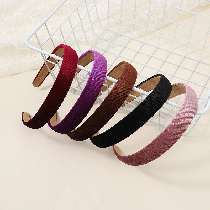 6/24Pcs 2cm Velvet Fabric Covered Headband 6 Color Wholesale Resin Hairband Women Non Slip Hair Hoop Headwear Hair Accessories