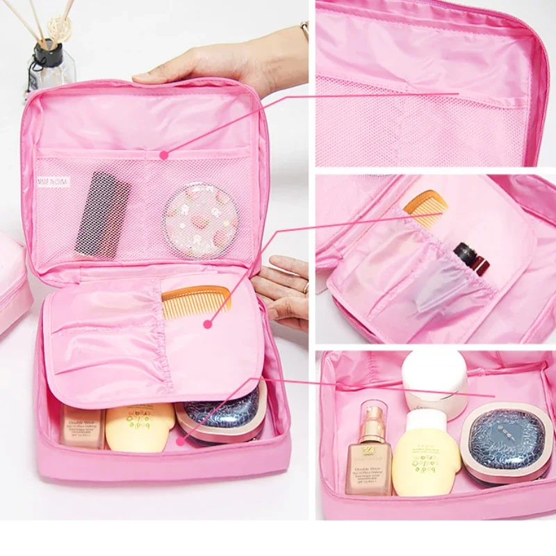 Nuova borsa per cosmetici portatile custodia per il trucco borsa per il lavaggio da viaggio Multi-scomparto di grande capacità borsa per il bagno