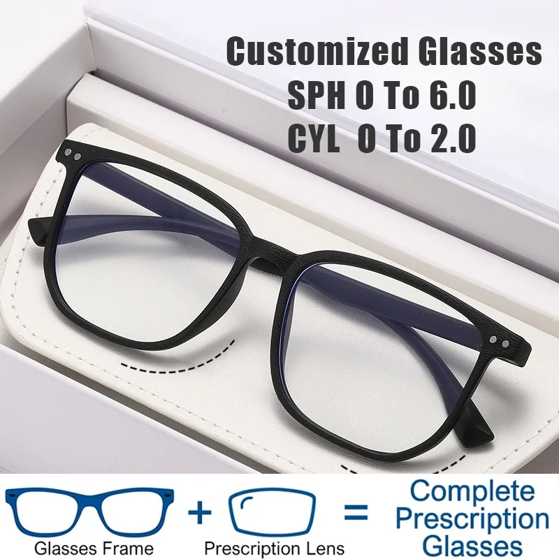 

Women's Prescription Glasses Retro Wood-Grain Frame Anti-Blue Light Customised Glasses Large-Frame Comfortable Reading Eyewear