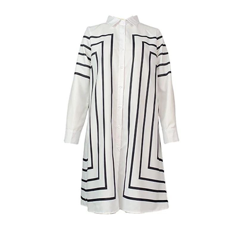 

Tinaa Striped Summer Dress Woman 2025 New Loose Lapel Half Sleeve Button White Elegant Dresses Clothes Woman Office Shirt Dress