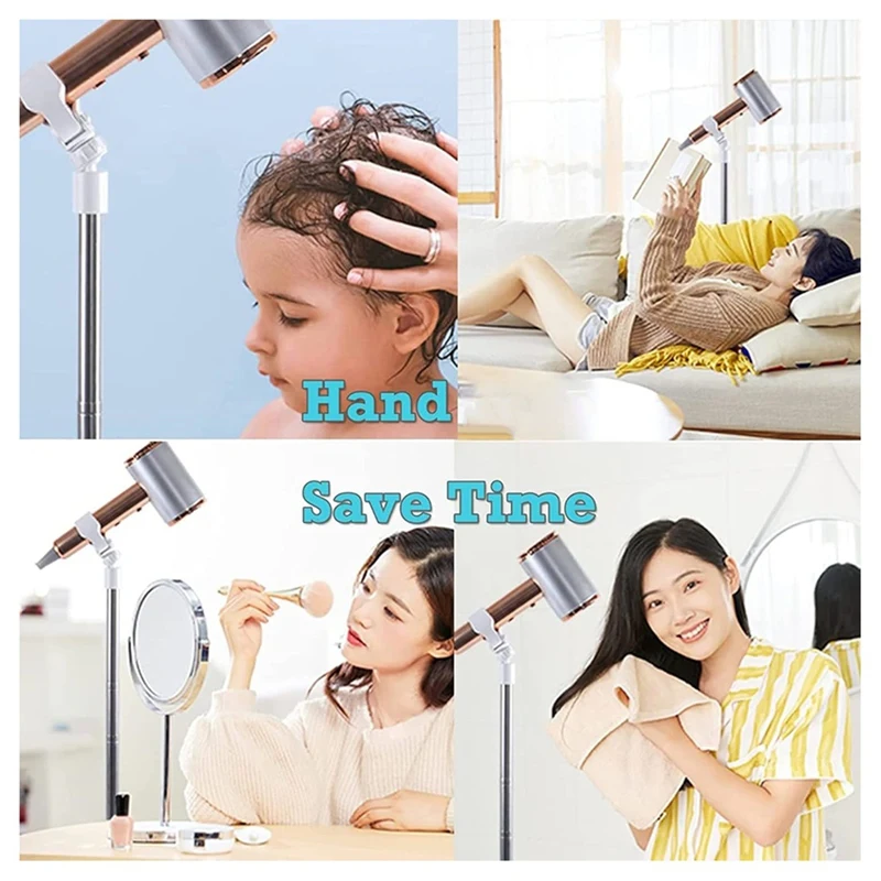 Hair Dryer Stand Hands Free, 360 Degree Rotating Dryer Stand, Adjustable Height Hair Dryer Stand Holder for Pet Grooming Retail