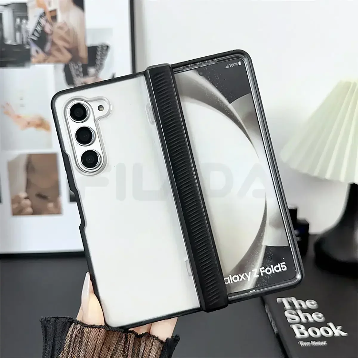 For Samsung Galaxy Z Fold 5 Case Skin Friendly Matte with Tempered Film Folding Hinge Shockproof Protection Cover Accessories