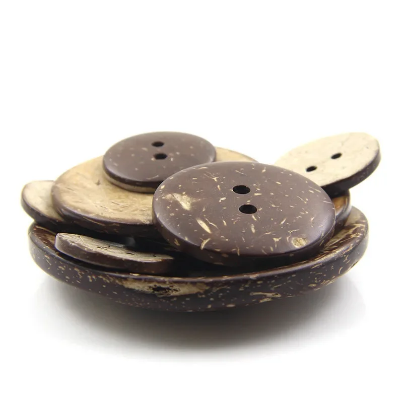 

250Pcs Handmade Coconut Shell Buttons for Children's Knitwear Coir Two-eye Buttons in Circular Sewing Accessories Wholesale