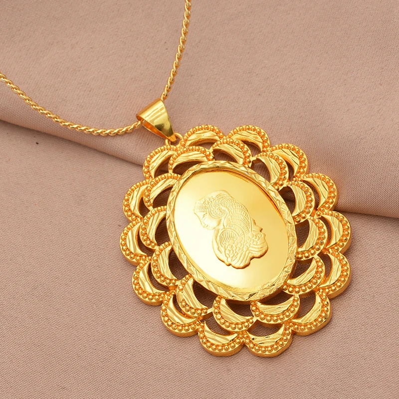 New women Man Great Virgin Handcraft gold color necklaces pendant chain Giving girl Friend gifts Party wear Jewelry