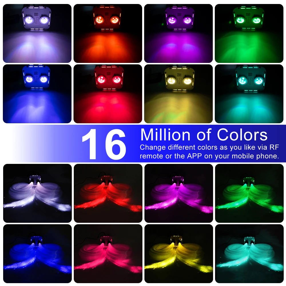 Imagem -05 - Nível-velocidade 32w Rgb Duplo Ouvido Cintilação Motor de Fibra Óptica Céu Estrelado Efeito Teto Luzes Led Inteligente App & Toque Controle rf 4