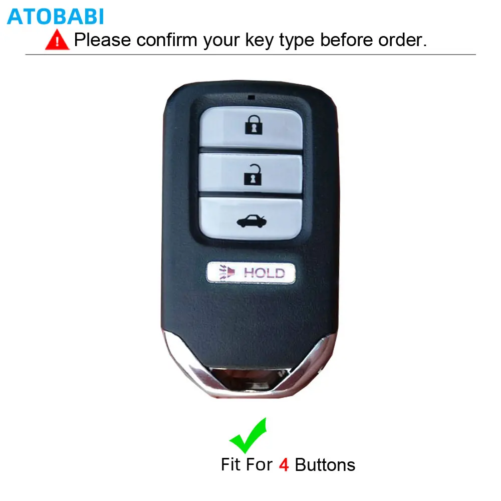 4BTN Leather Car Key Cover Smart Remote Fobs Shell Cases Accessory For Honda Civic 2018 2019 2020 Odyssey Pilot Accord CR-V HR-V