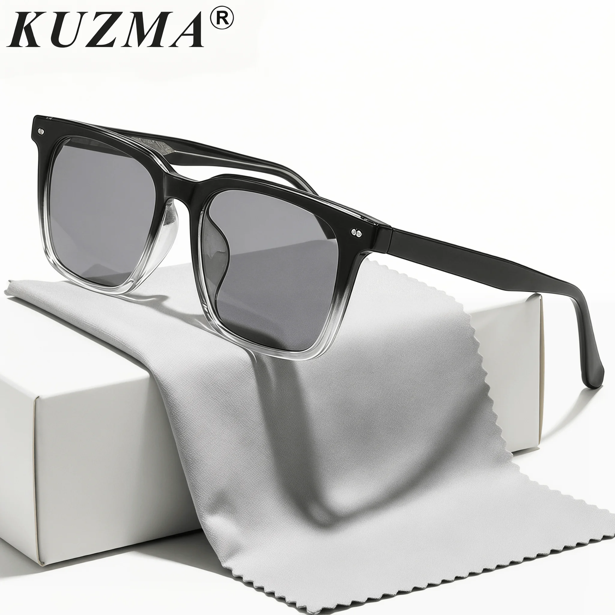 

KUZMA new fashionable large-frame sunglasses, featuring a rice-colored nail-like frame with flat stitching, are trendy driving