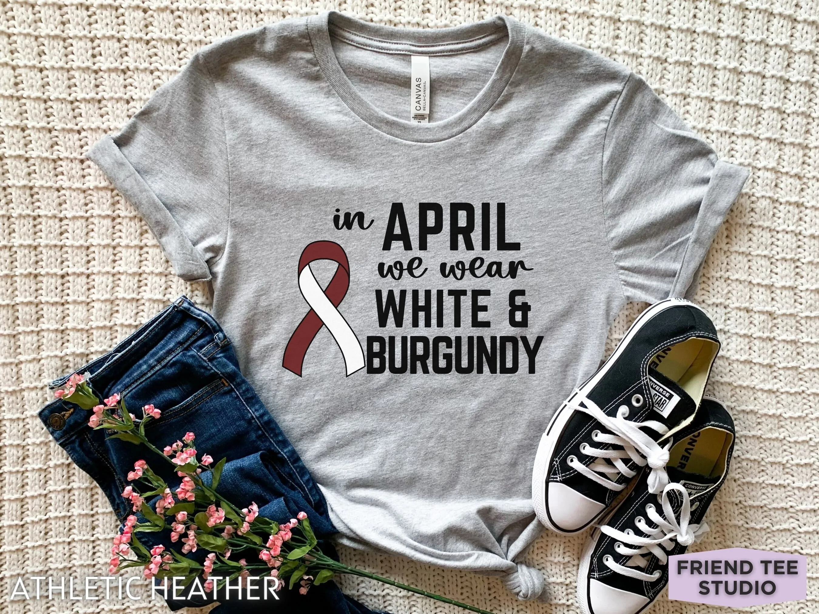 

Head And Neck Cancer T Shirt Awareness Month Support April Ribbon