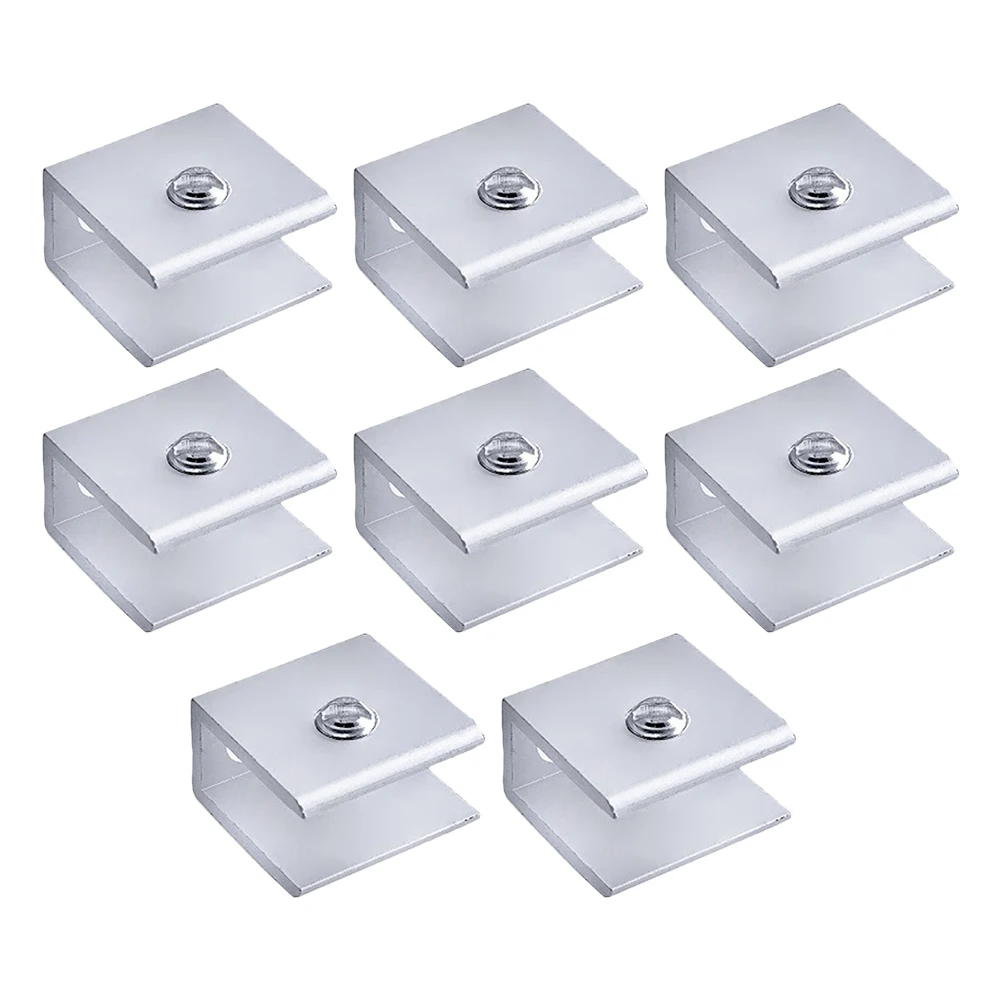 

8 Pcs Glass Clip Bracket Brackets Adjustable Square Outdoor for Woodworking Support Shower Clamp Shelf Fixture