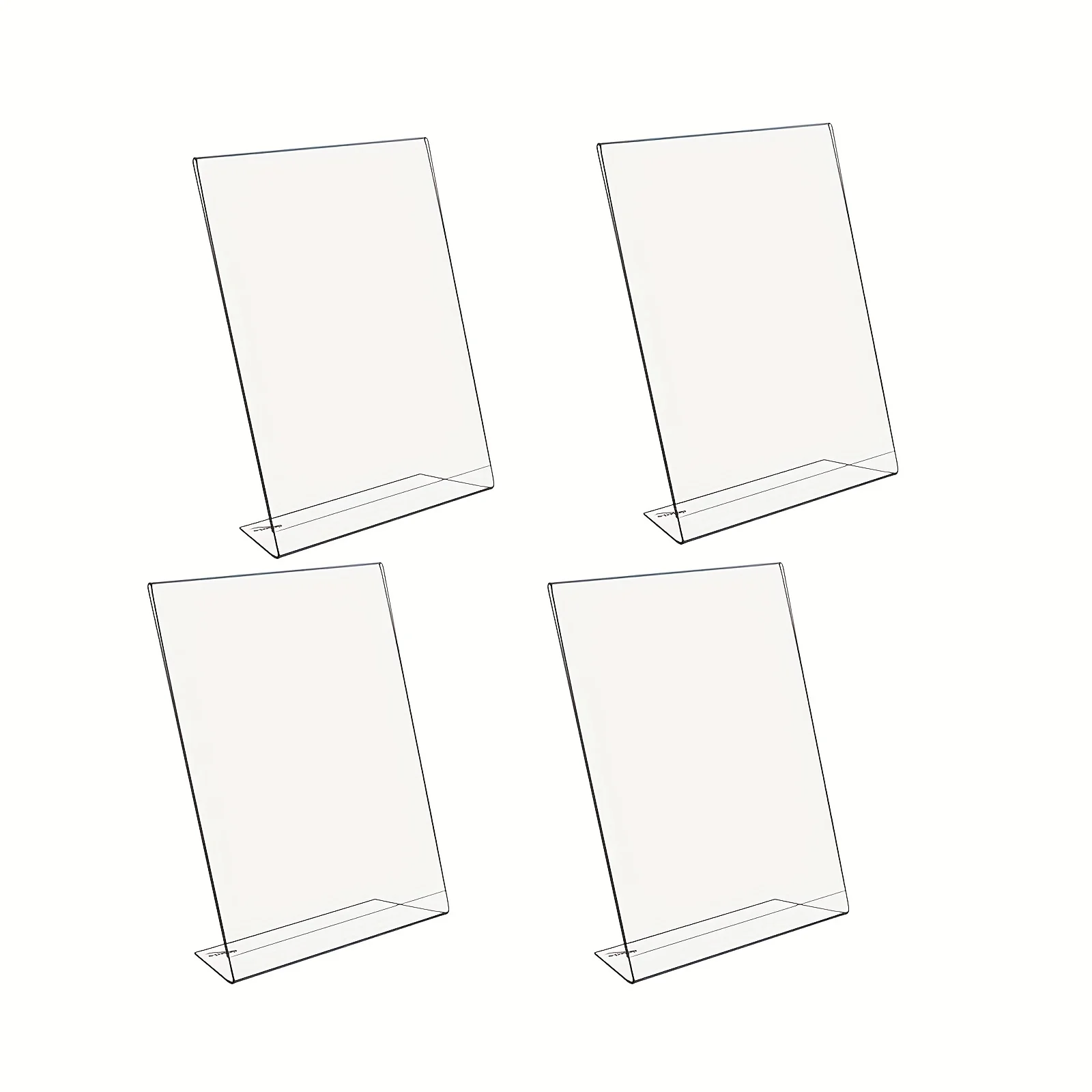 Porte-carte de Table en plastique acrylique Transparent, 4 pièces, porte-menu Transparent, présentoir d'affiches de messages de bureau Double face