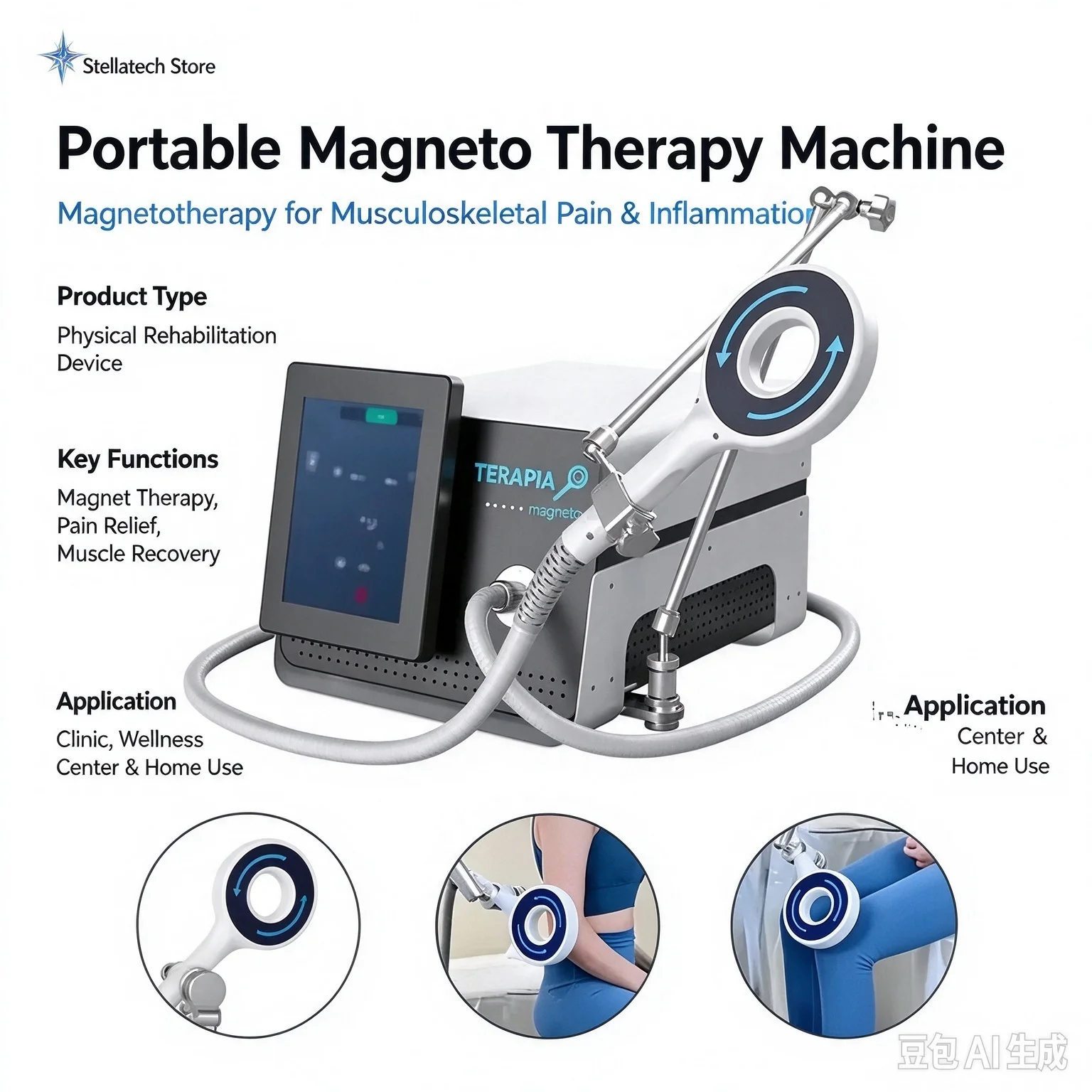 Portatil Magnetoterapia Rehabilitacion Fisic Magneto Therapy Machine Magnetotherapy for Musculoskeletal Pain and Inflammation