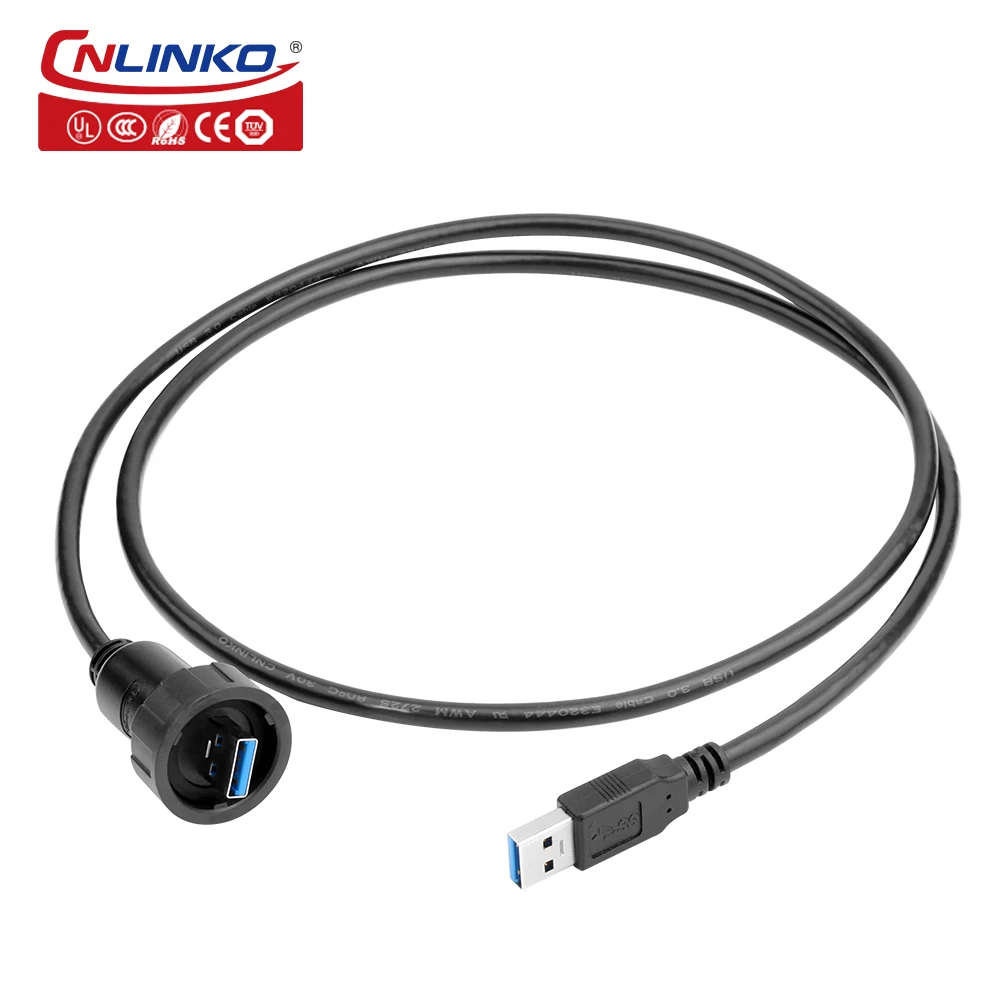 CNLINKO Upgraded 3-point Buckle Waterproof USB2.0 USB3.0 Charging Port Power Cable Connector USB Data Interface Wire Connector