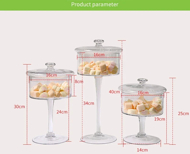 European Style Glass Covered High Foot Candy Storage Jar Transparent Display Table Dessert Storage Jar Home Wedding Decoration