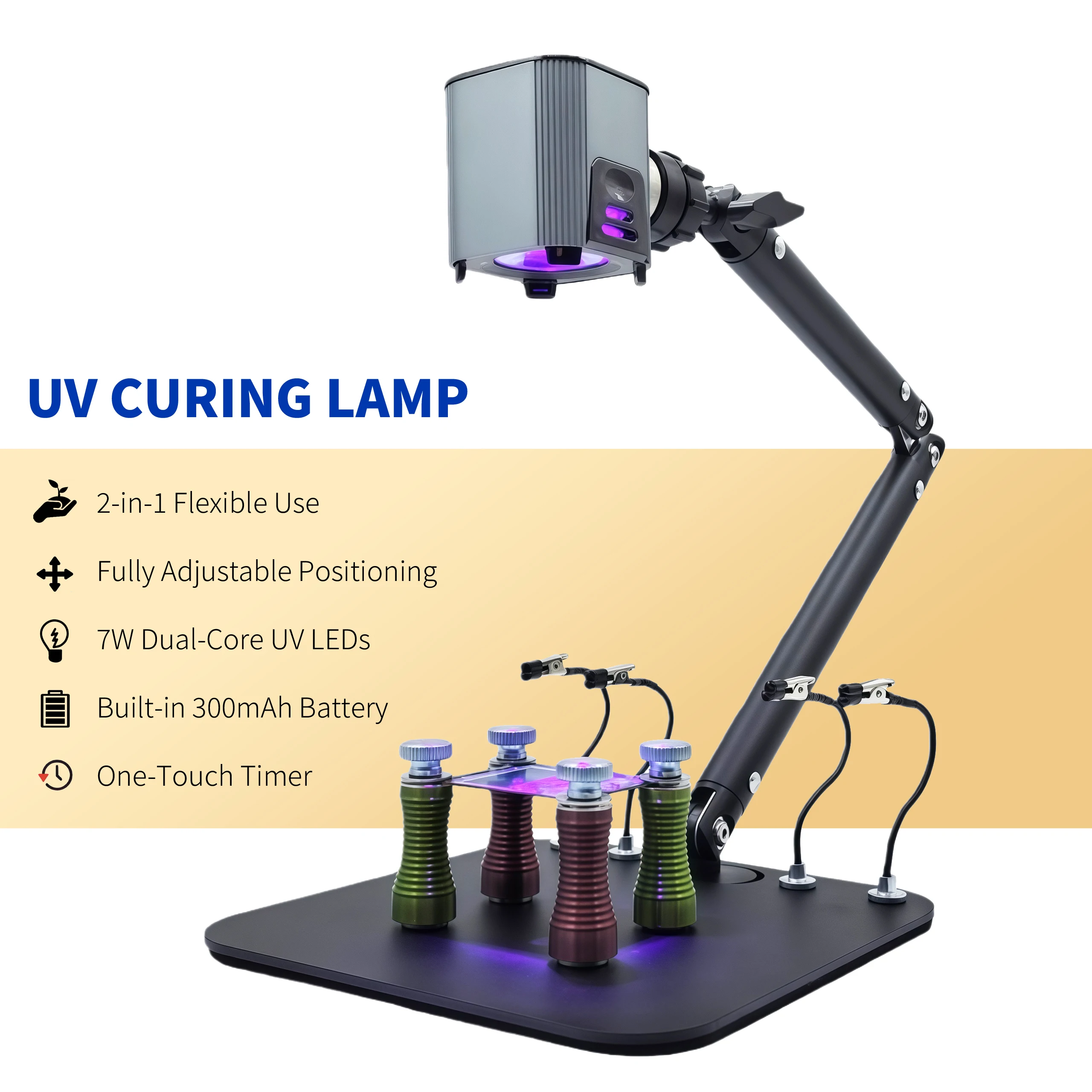 Magnetic PCB Workstation with 7W UV Curing Lamp – Phone Screen Repair, OCA Adhesive, Nail Gel, Resin, Third Hand Holder
