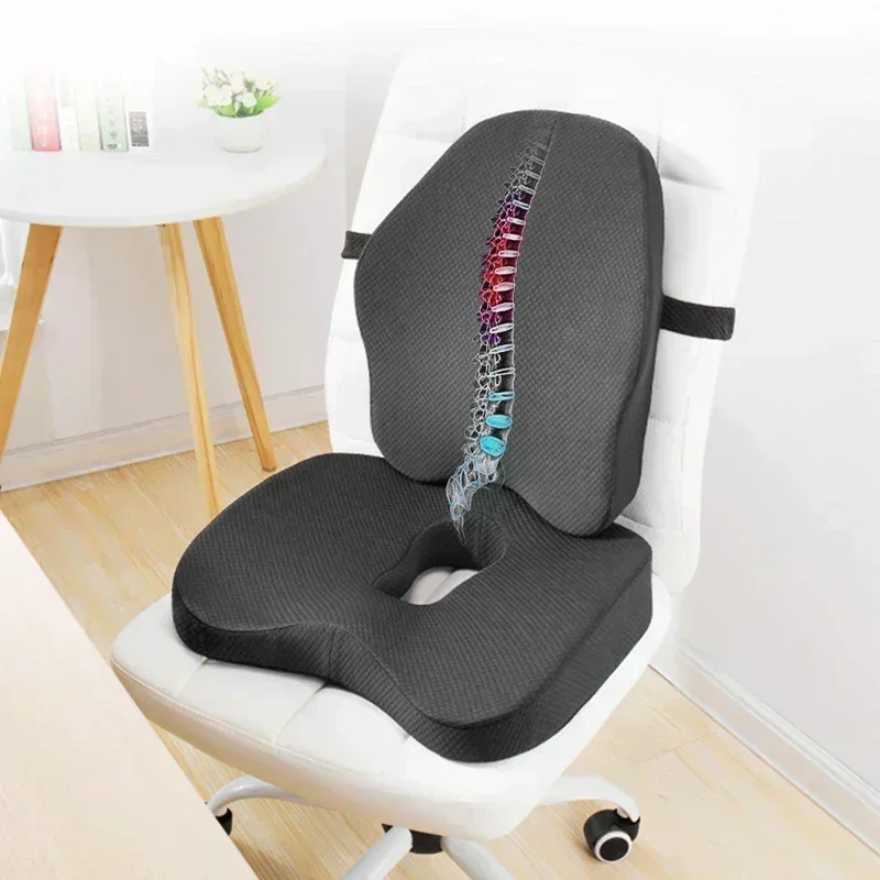 Memory Foam Lumbar Support Chair Cushion Pillow Orthopedic Seat Cushion For Car Office Back Pillow Sets Hips Coccyx Massage Pad