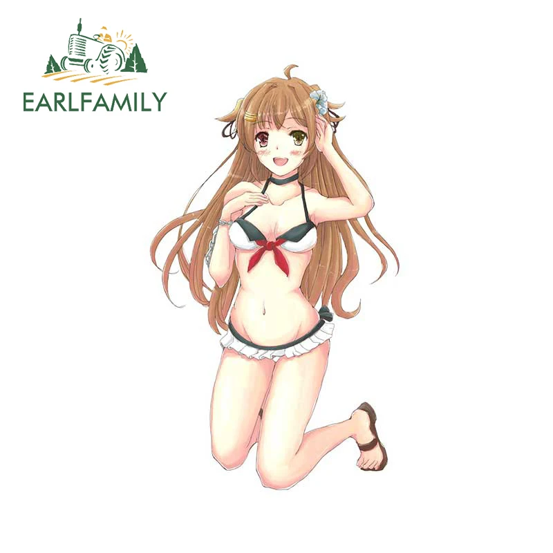 

EARLFAMILY Lively Anime Girls Car Stickers for Sexy Anime Girl Vinyl Decal Motocycle Helmet Anime Air Conditioner Decoration