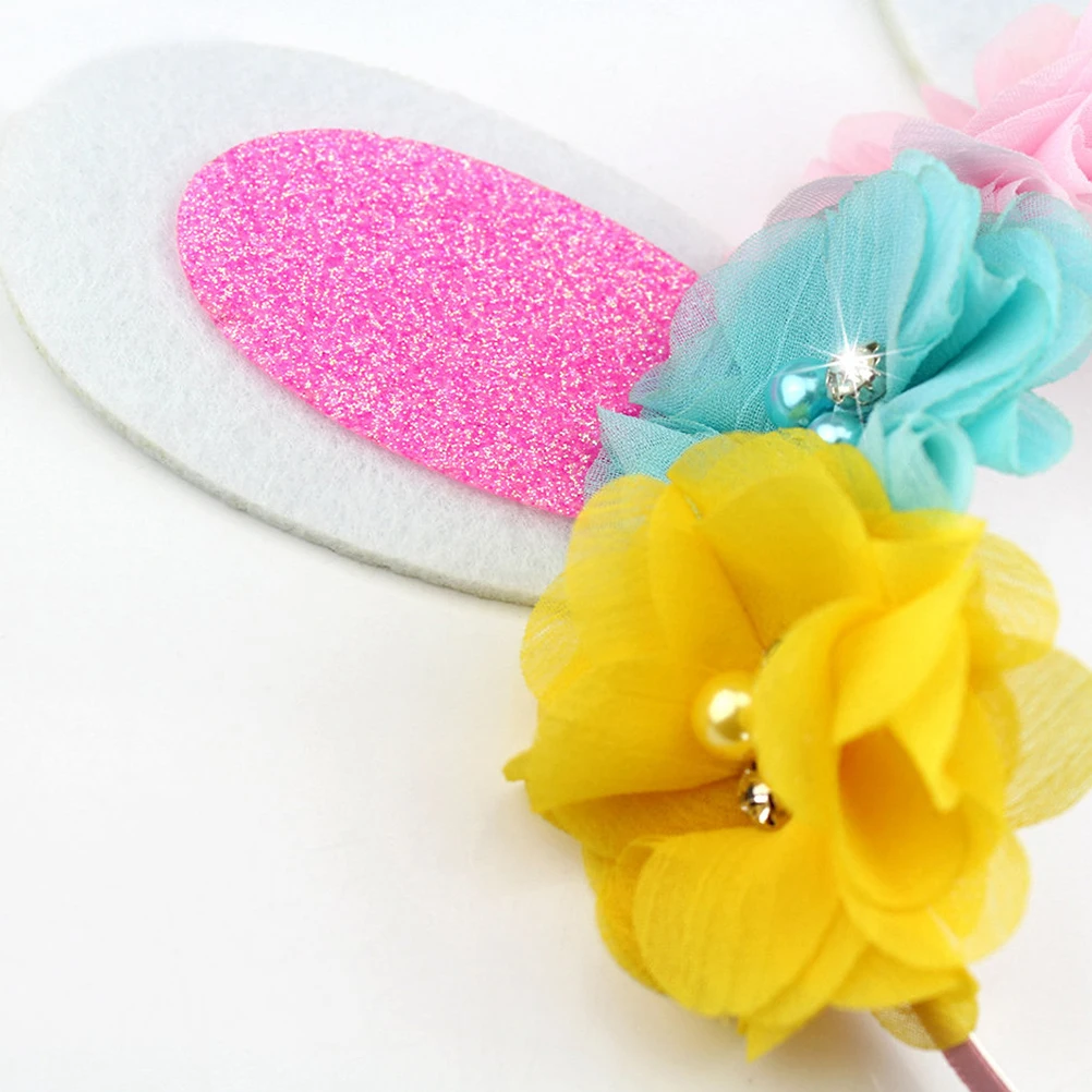 

2pcs Kids Headbands Rabbit Ears Flower Hairband Lightweight Comfortable Party Costume Easter Headwear Carnival Christmas Gift
