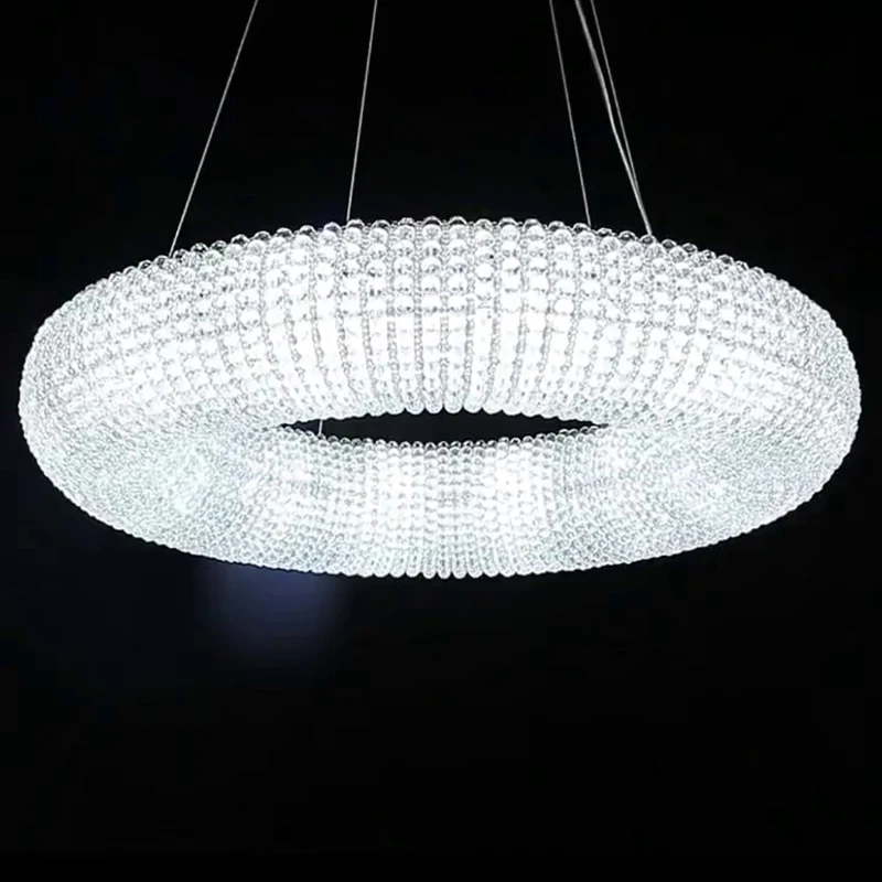 Donut Round Crystal Chandelier American Light Luxury Living Room Lamp Restaurant Creative Personality Bedroom Italy Light