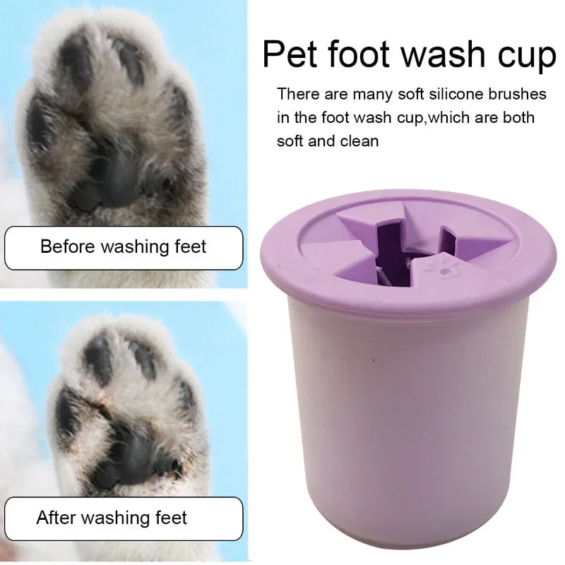 Dog Cat Paw Cleaner Cup Portable Pet Foot Washer Puppy Kitten Dirty Paw Cleaning Cup Soft Silicone Foot Wash Tool