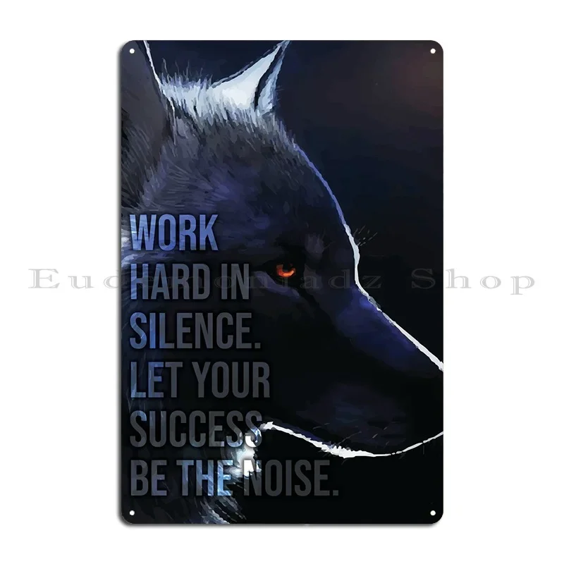 العمل الجاد في الصمت الملصقات علامة معدنية جدار ديكور نادي المرآب غرفة المطبخ ديكور مخصص القصدير خمر ديكور المنزل