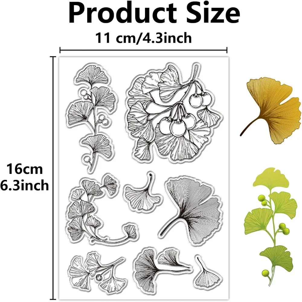 Leaves Clear Stamps Ginkgo Leaf Spring Autumn Plant Reusable Retro Transparent Silicone Stamp Seals for Scrapbooking Photo