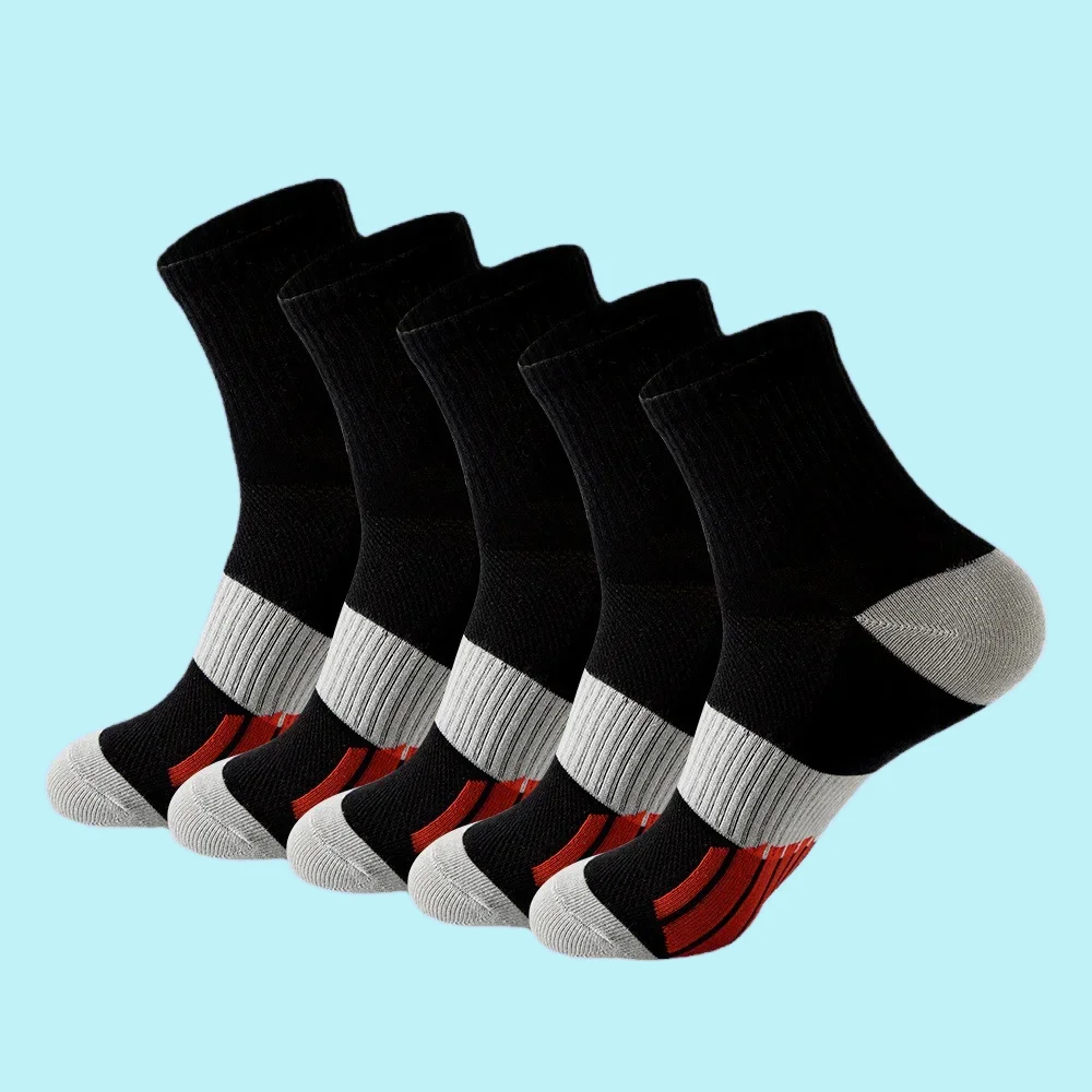 5 Pairs High Quality Men's Socks Breathable Comfortable Sports Socks Sweat-Absorbent Professional Sports Socks Running Socks