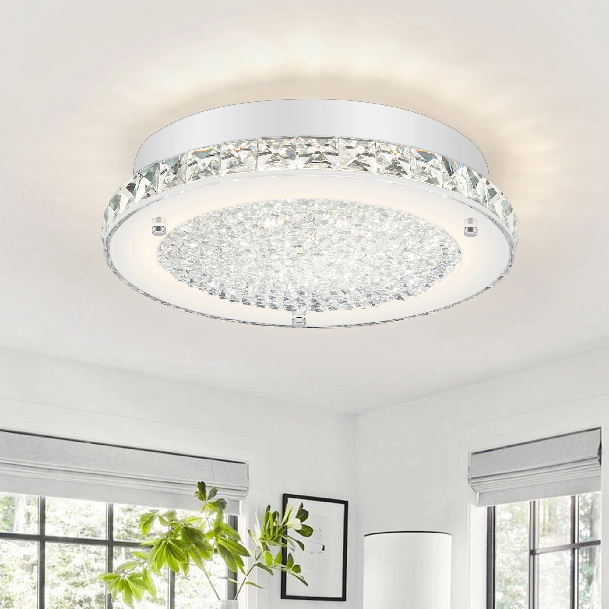 

11in Crystal Flush Mount Ceiling Light 18w Crystal Ceiling Light crystal flush mount ceiling light 4000k crystal light fixture