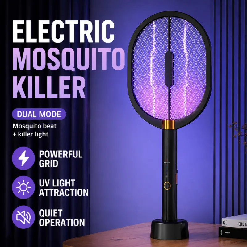 2 in 1 Mosquito Killer Lamp Mosquito Trap Bug Zapper USB Rechargeable UV Light Indoor Home Electric Fly Swatter for Home