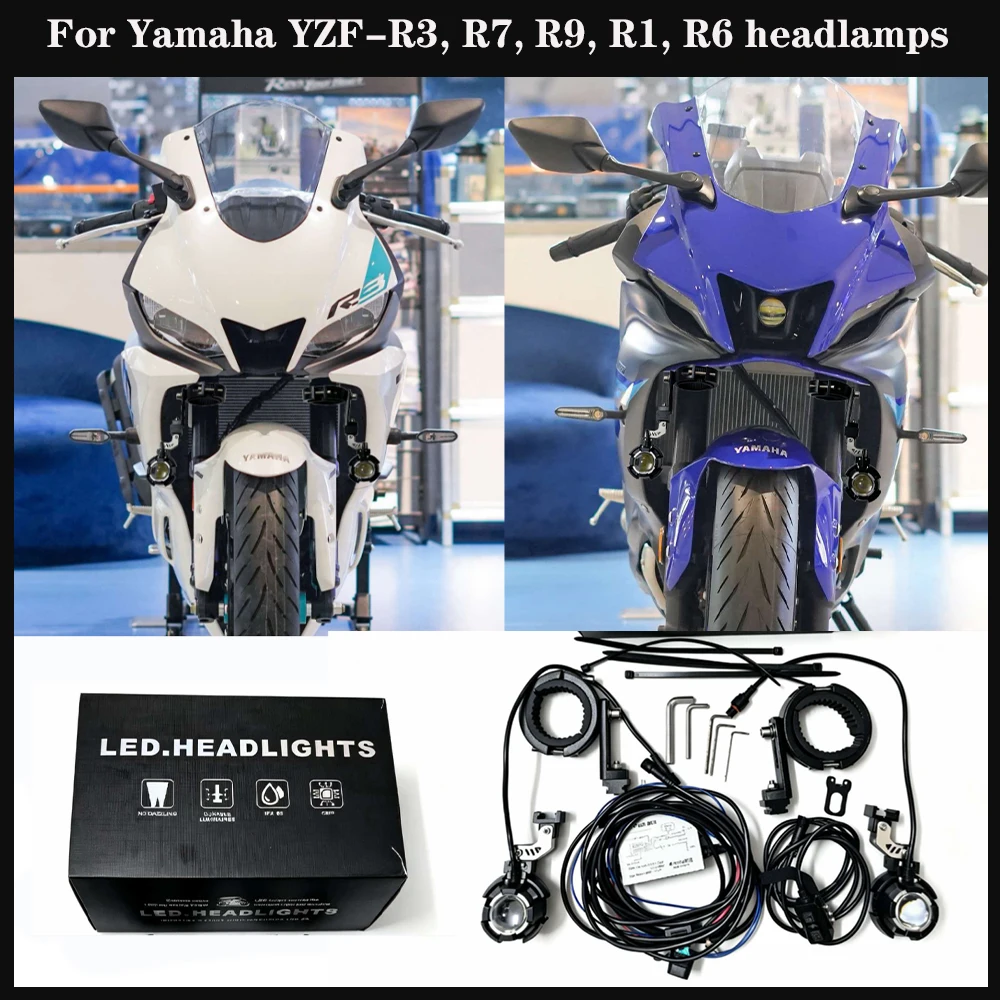 Driving Light for Yamaha YZF-R1, R3, R6, R7 R9, 120W, 360° Adjustable, Quick Dismountable Anti-Fog Lights, Strobe Lights, Kit