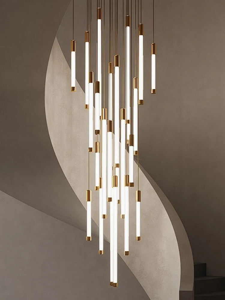 Modern Staircase LED Chandelier Luxury Living Room Lighting Duplex Attic Home Pendant Decoration