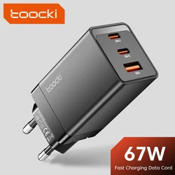 Toocki 67W GaN Charger USB C PD 3.0 Quick Charger Fast Charging Charger For iPhone AFC FCP BC1.2 QC 3.0 Type C Charge Adapter