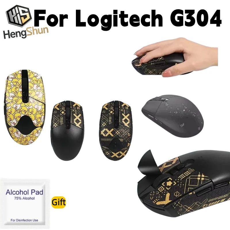 For Logitech G304 Mouse PTFE Mouse Feet & Anti-Slip Grip Tape Sweat Resistant Gaming Stickers With Alcohol Pad