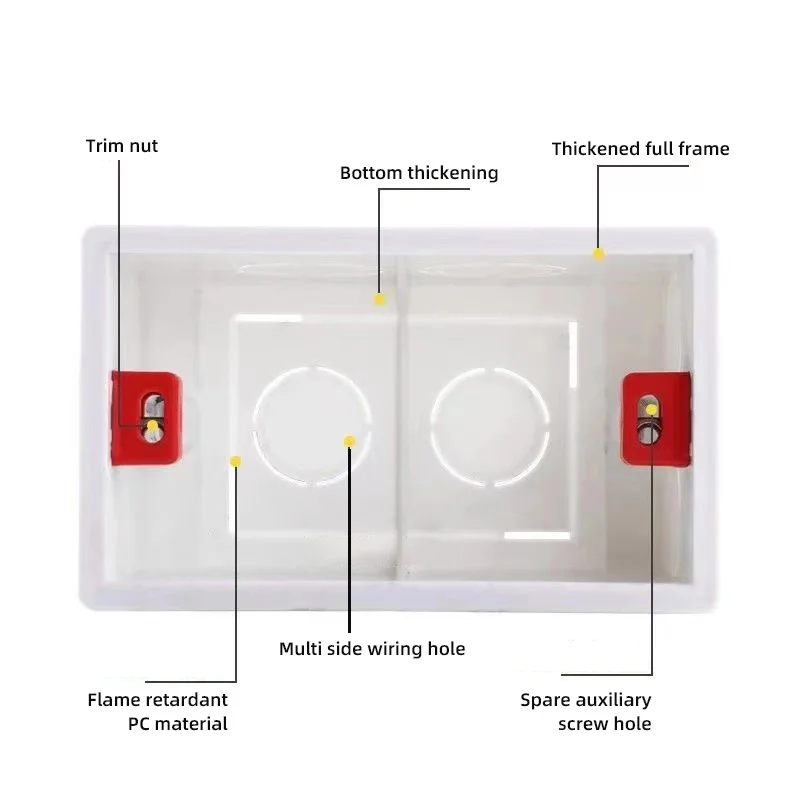 Herepow 118 Type Mounting Box UK US TH EU Cassette Switch Socket Junction Box 118mm*72mm Standard White Wall Switch And Socket