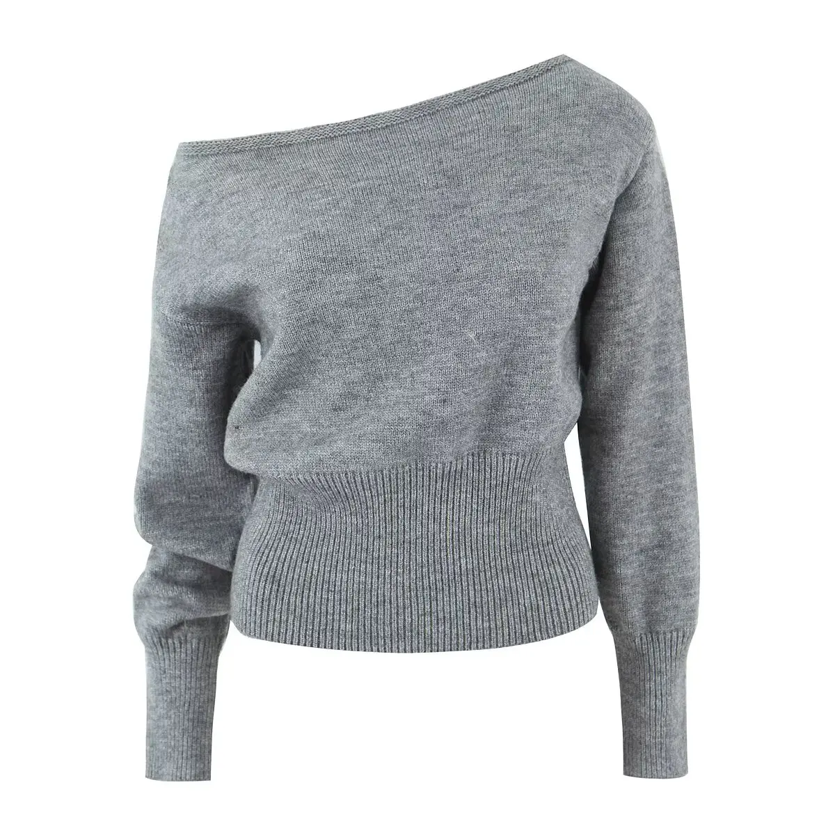 Faionable oulder-baring maglione lavorato a maglia JNLEAOG donna autunno nuovo design Sle sensuale slim fit fibra di poliestere lungo Sve
