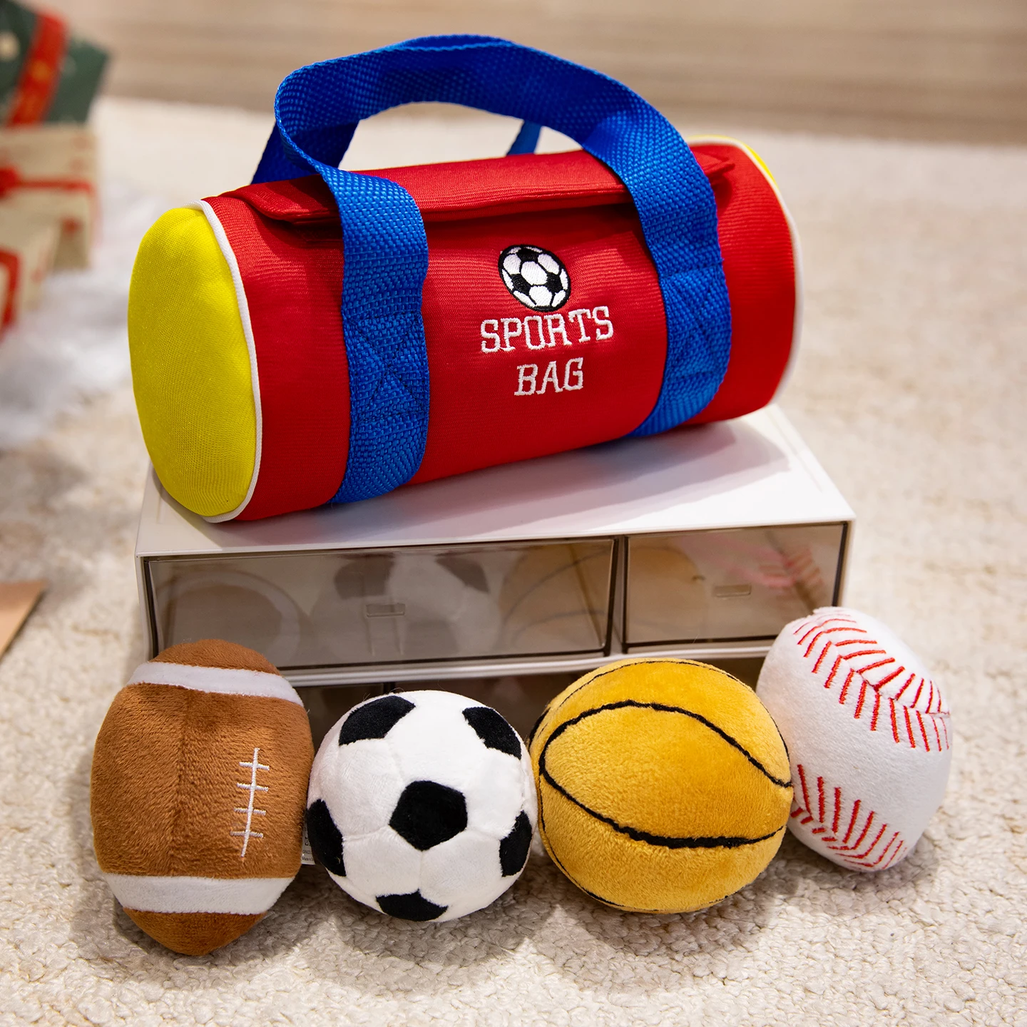 Zachte pluche sportballenbundel 4-pack basketbal voetbal honkbal rugby leuk speelgoed voor kinderkamer decor en spelen