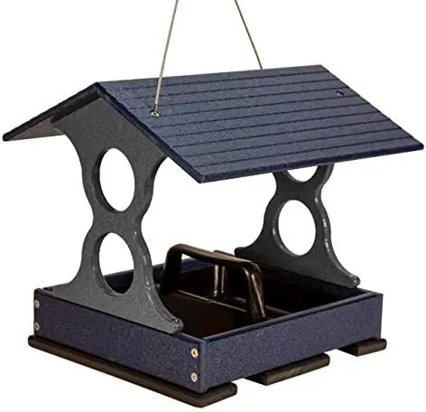 

Medium Poly Fly-Thru Bird Feeder w/Removable Seed Tray - Holds 4 Cups of Bird Seed to Attract Cardinals, Chickadees