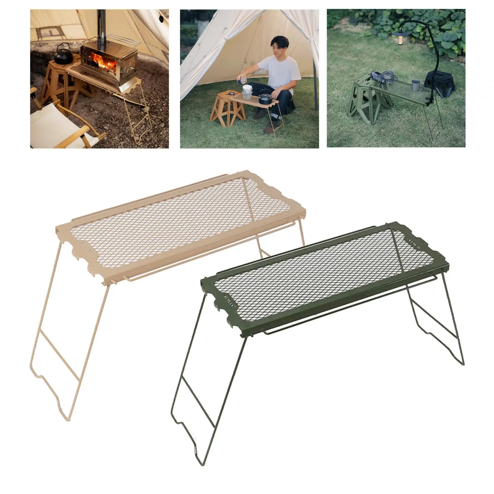 Grid folding Table Outdoor Camping Portable Barbecue Table Cooking Grate Travel Camping Storage Table for Backpacking Beach RV