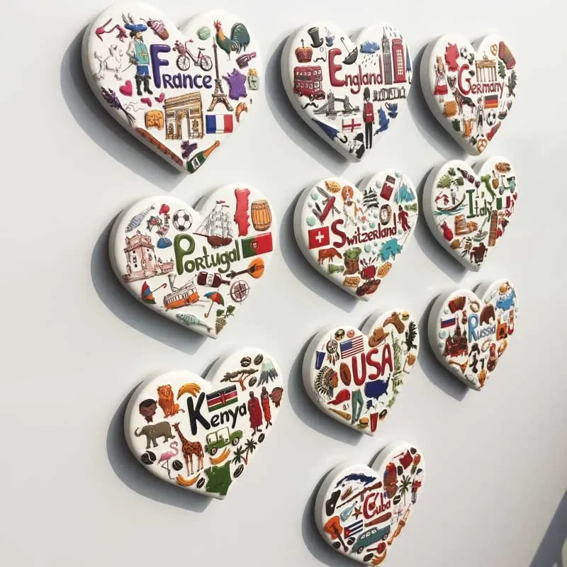 World Tourist Fridge Magnets Souvenir USA Britain Germany France Italy Cuba Kenya Russia Portugal Refrigerator Magnetic Stickers