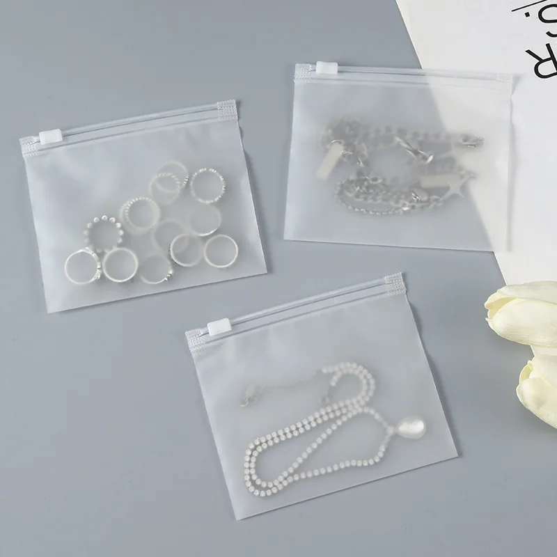 

10pcs Pull Ring Zipper Bags Plastic Transparent Frosted Anti-oxidation Jewelry Packaging Storage Organizer Pouches Wholesale