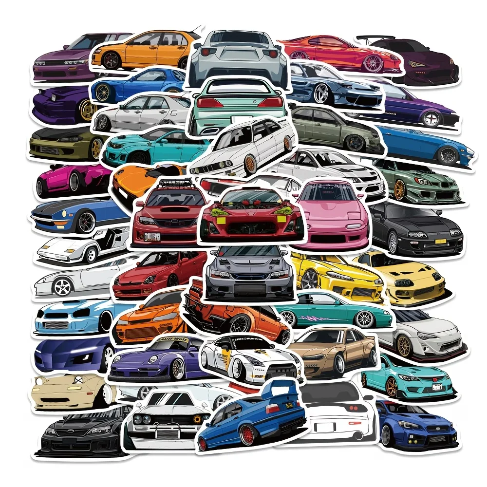 

50 шт. водонепроницаемых наклеек JDM для автомобилей, ноутбуков и бутылок для воды, идеальный подарок на праздник