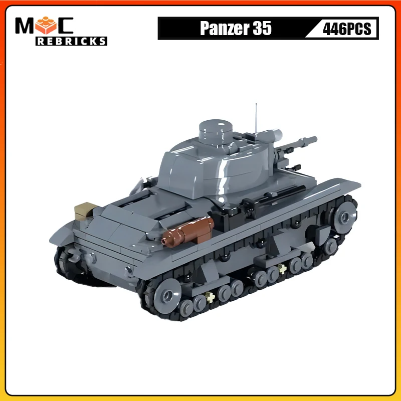 

MOC Building Blocks Panzer 35 Light Military Tank WW2 Soldier Transport Weapons Bricks Model Children DIY Toys Gifts for Adults