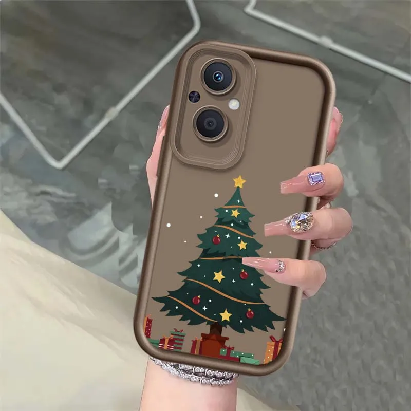 Cute Cartoon Christmas Tree For OPPO A58 A77 A77s A57e A57s A57 A55 A53s A53 Pro 4G Eye Ladder Phone Case Cover