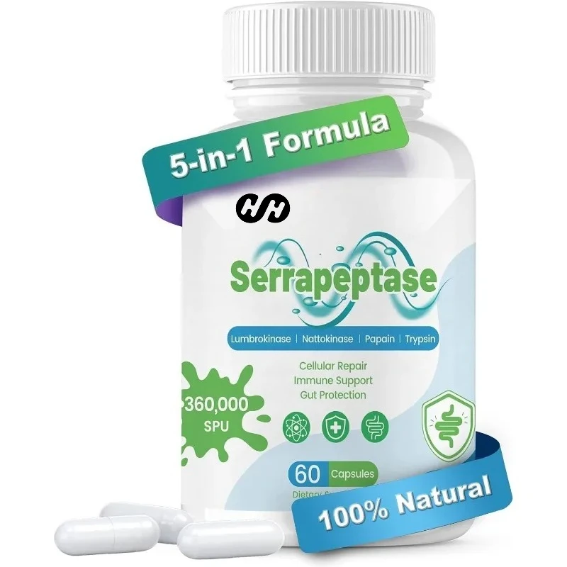 

Биологически активная добавка 5-в-1 с серин-протеазой, для поддержания здоровья носовых пазух, без ГМО, без глютена, 60 капсул