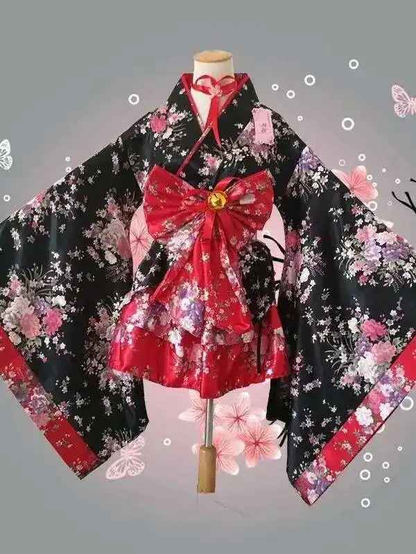 

GokuRaku Joudo танцевальный костюм сексуальное кимоно японский стиль халат для девочек Lovelive букет одежда для косплея модифицированное кимоно костюмы Лолиты