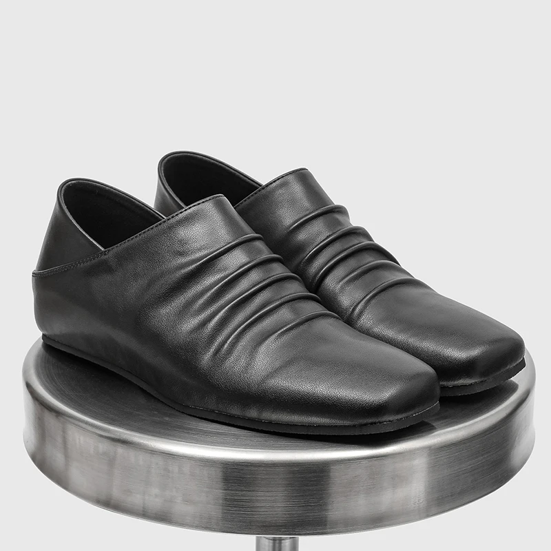 

High Quality Summer New Men Simple Pleated Shoes Invisible Height Increase Casual Soft Comfortable Commuting Two Wearing Shoes